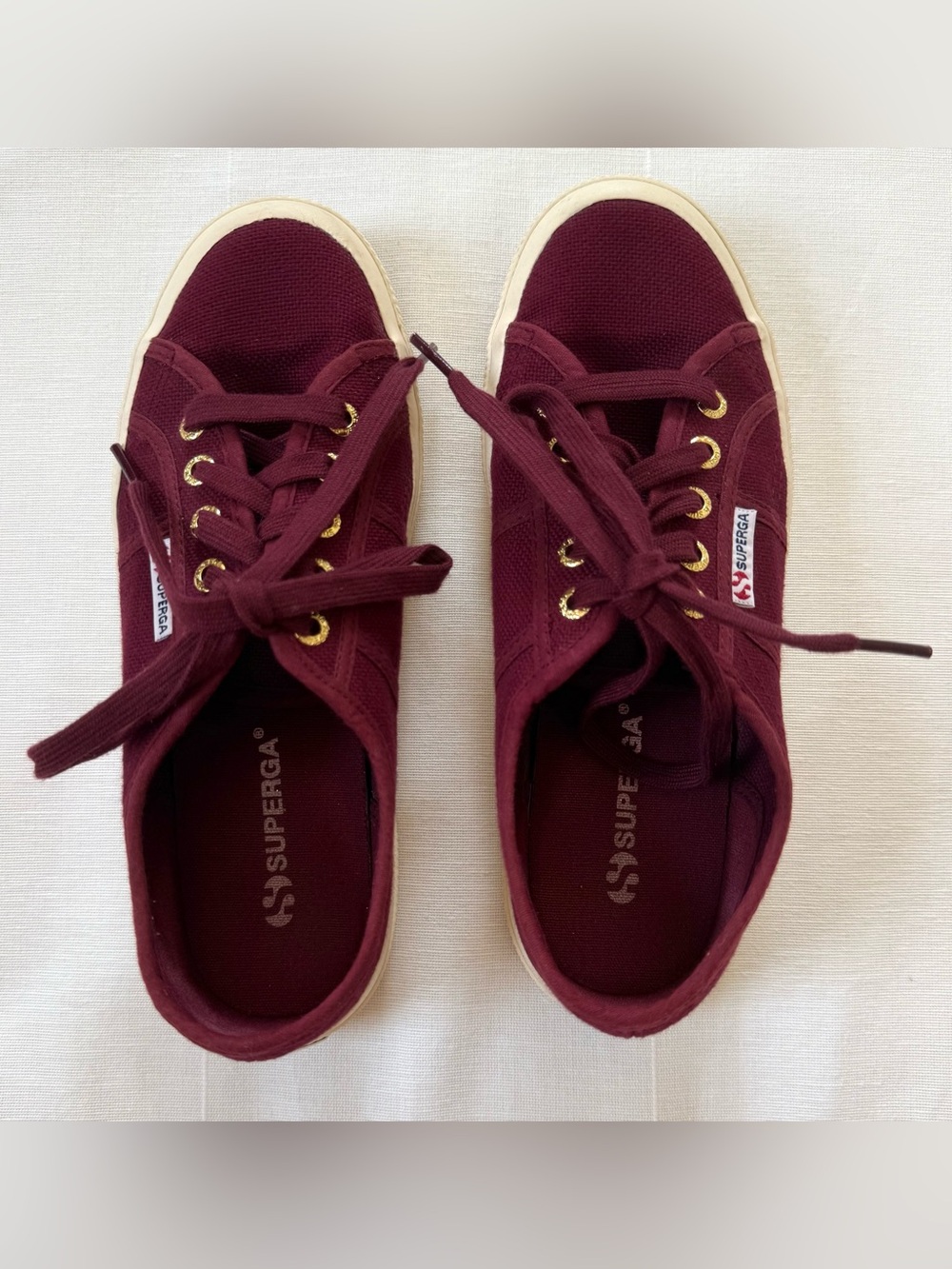 Superga 2750 Cotu Classic Low Top Lace Up Burgundy Sneakers - Picture 2 of 8